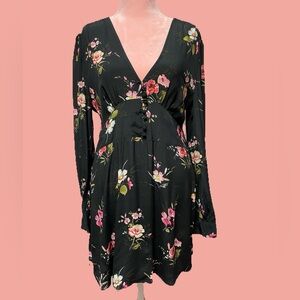 Zara Black & Pink Floral Mini Dress